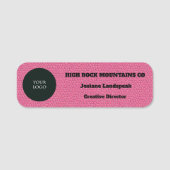 Bedrijfslogo op roze leren print naamplaatje (Voorkant)