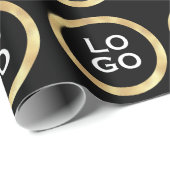 Bedrijfslogo op zwart met gouden lijst cadeaupapier (Rol Hoek)