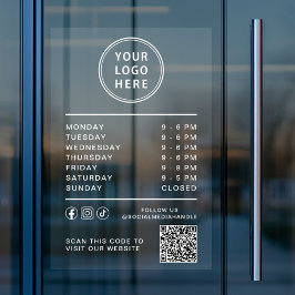 Bedrijfslogo Openingstijden Sociale media QR-code Raamsticker