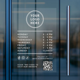 Bedrijfslogo Openingstijden Sociale media QR-code Raamsticker