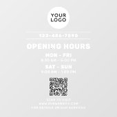 Bedrijfslogo & openingsuren met website QR-code Raamsticker (Vel)