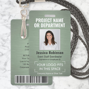 Bedrijfslogo Pasfoto ID QR-streepjescode Saliegroe Badge