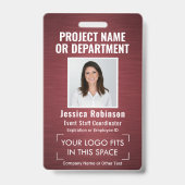 Bedrijfslogo Pasfoto ID Streepjescode Geborsteld B Badge (Voorzijde)