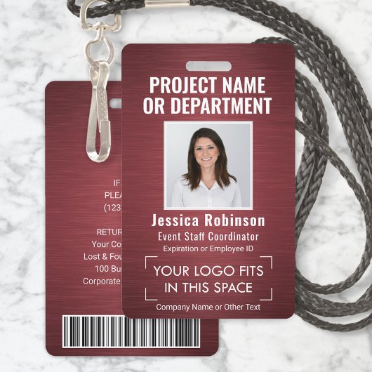 Bedrijfslogo Pasfoto ID Streepjescode Geborsteld B Badge