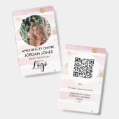 bedrijfslogo personeel foto roze glitters ID B Badge (Voor- en achterkant)
