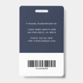 Bedrijfslogo Personeelsbarcode Werknemers Fotoiden Badge (Achterkant)