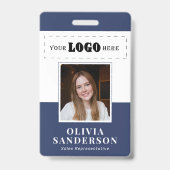 Bedrijfslogo personeelsfoto blauwe ID Badge (Voorzijde)