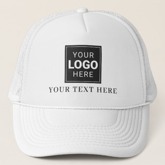 Bedrijfslogo plus tekst trucker pet (Voorkant)
