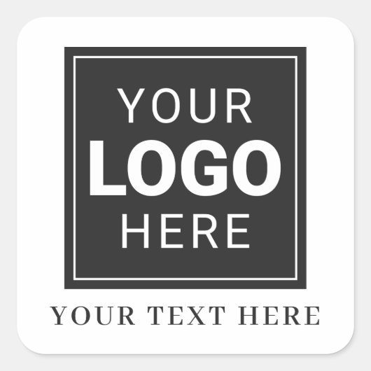 Bedrijfslogo plus tekst vierkante sticker (Voorkant)