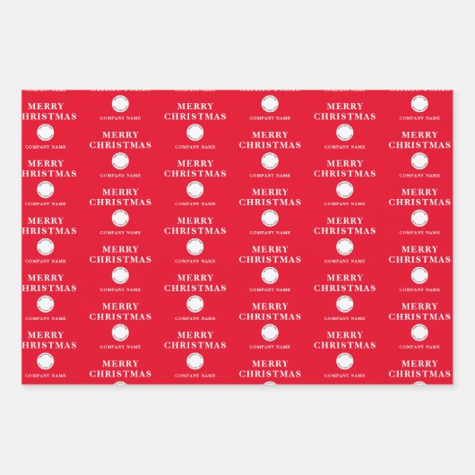 Bedrijfslogo Prettig Kerstfeest Rood Zwart Goud Inpakpapier Vel (Voorkant 2)