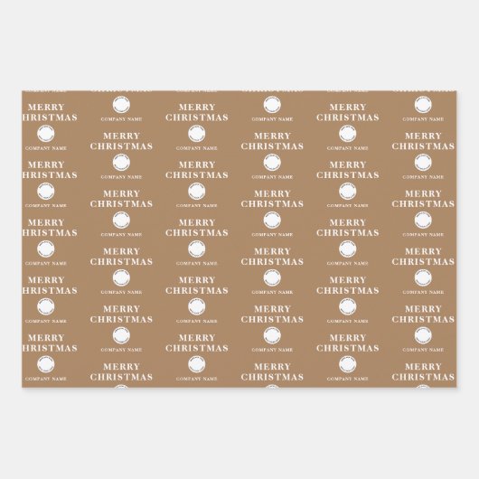Bedrijfslogo Prettig Kerstfeest Rood Zwart Goud Inpakpapier Vel (Voorkant)