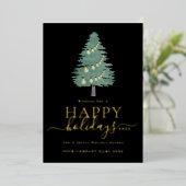 Bedrijfslogo Prettige Feestdagen Kerstboom Goud (Staand Voorkant)