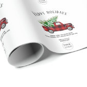 Bedrijfslogo Prettige Feestdagen Rode Geruite Truc Cadeaupapier (Rol Hoek)