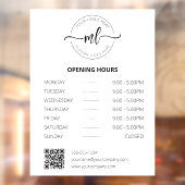 Bedrijfslogo Professioneel Monogram Openingstijden Raamsticker (Vel 2)
