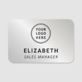 Bedrijfslogo professioneel zilver naamplaatje (Voorkant)