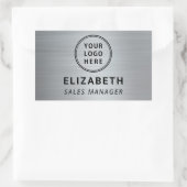 Bedrijfslogo professioneel zilver rechthoekige sticker (Tas)