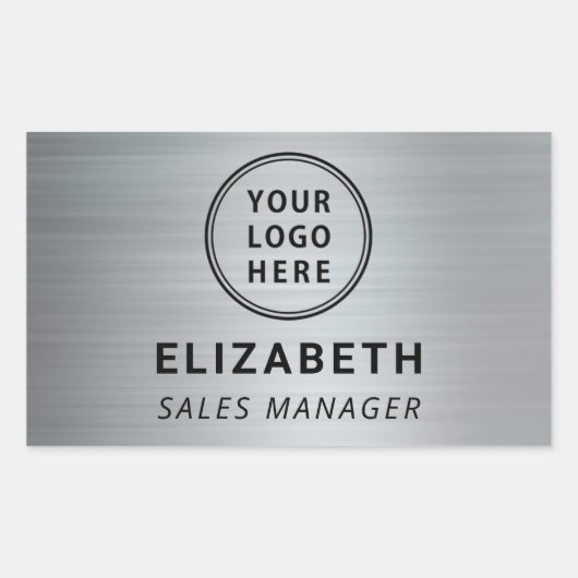 Bedrijfslogo professioneel zilver rechthoekige sticker (Voorkant)