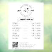 Bedrijfslogo Professionele monogram Openingstijden Raamsticker (Vel 3)
