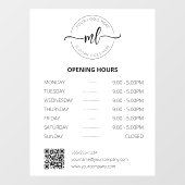 Bedrijfslogo Professionele monogram Openingstijden Raamsticker (Vel)