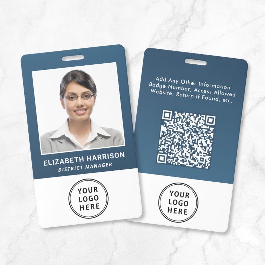 Bedrijfslogo QR-code Blauw Personeelsidentificatie Badge
