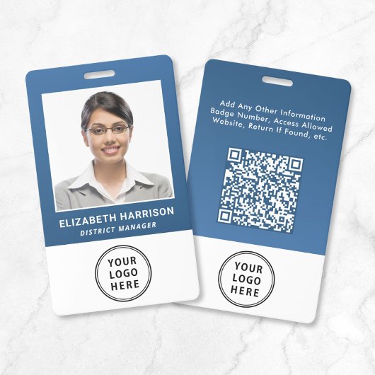 Bedrijfslogo QR-code Blauw Personeelsidentificatie Badge
