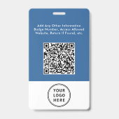 Bedrijfslogo QR-code Blauw Personeelsidentificatie Badge (Achterkant)