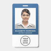 Bedrijfslogo QR-code Blauw Personeelsidentificatie Badge (Voorzijde)