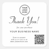 Bedrijfslogo QR-code Dank u wel Vierkante Sticker (Voorkant)