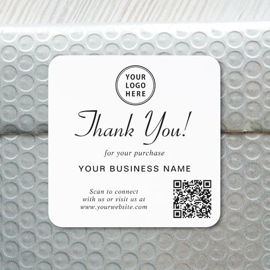 Bedrijfslogo QR-code Dank u wel Vierkante Sticker