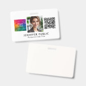 Bedrijfslogo QR-code Foto van werknemer hier Badge (Voor- en achterkant)
