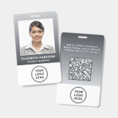 Bedrijfslogo QR-code Grijs Personeelsidentificatie Badge (Voor- en achterkant)