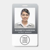 Bedrijfslogo QR-code Grijs Personeelsidentificatie Badge (Voorzijde)