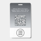 Bedrijfslogo QR-code Grijs Personeelsidentificatie Badge (Achterkant)
