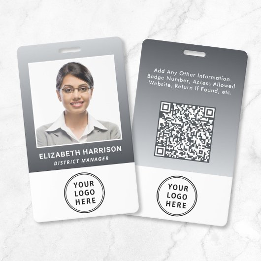 Bedrijfslogo QR-code Grijs Personeelsidentificatie Badge