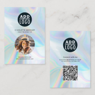 Bedrijfslogo QR-code holografische werknemersfoto Visitekaartje