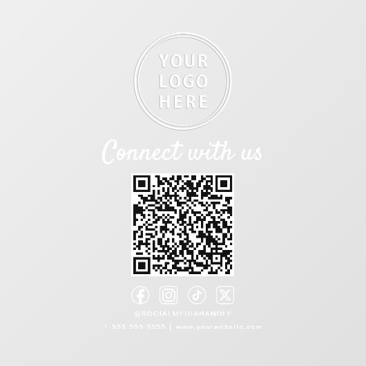 Bedrijfslogo QR-code Maak contact met ons Wit Raamsticker (Vel)