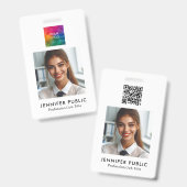 Bedrijfslogo QR-code Naam en titel van werknemer Badge (Voor- en achterkant)
