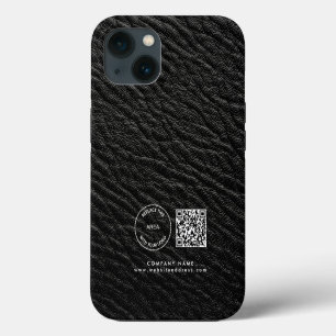 Bedrijfslogo QR-code naam zwart namaakleer iPhone 13 Hoesje