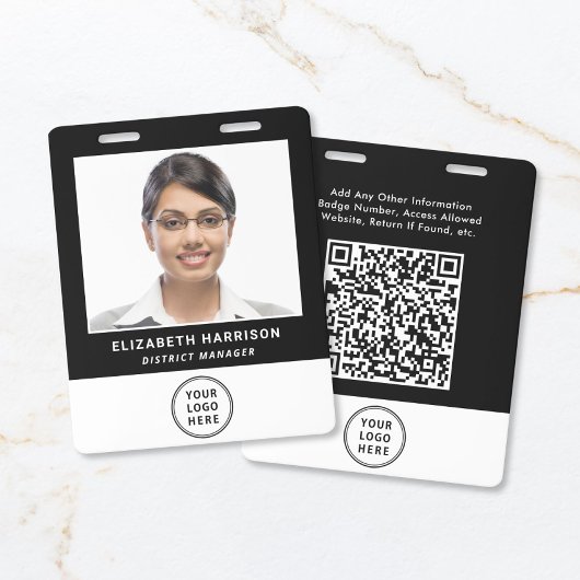Bedrijfslogo QR-code Personeelsfoto ID Badge