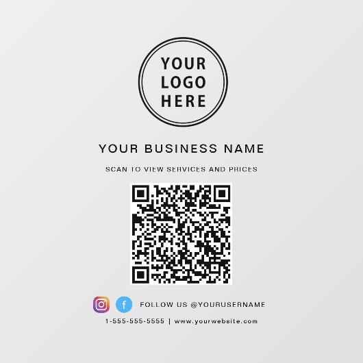 Bedrijfslogo QR-code Raamsticker (Vel)