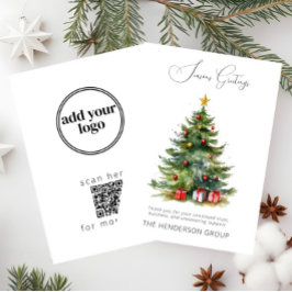 Bedrijfslogo QR-code Seizoenen Groet Kerstboom Feestdagenkaart