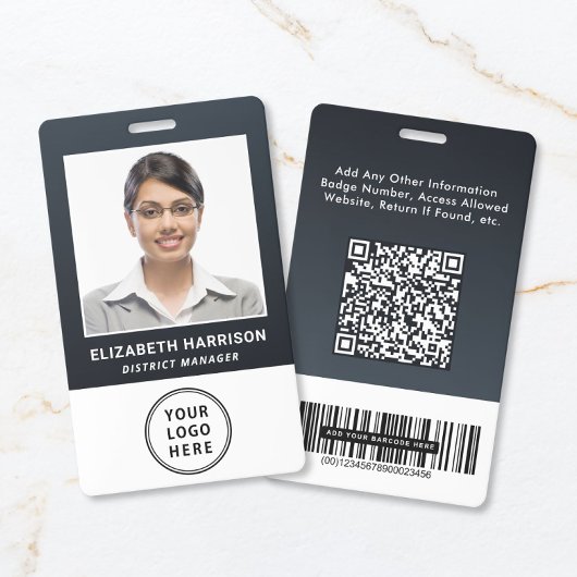Bedrijfslogo QR-code streepjescode foto ID Badge