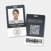 Bedrijfslogo QR-code streepjescode foto ID Badge (Voor- en achterkant)
