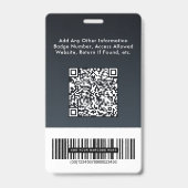 Bedrijfslogo QR-code streepjescode foto ID Badge (Achterkant)