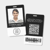 Bedrijfslogo QR-code streepjescode Personeelsfoto  Badge (Voor- en achterkant)