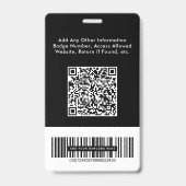 Bedrijfslogo QR-code streepjescode Personeelsfoto  Badge (Achterkant)
