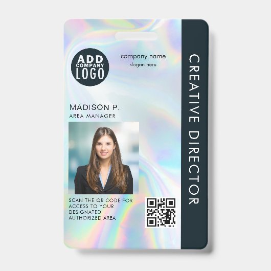 Bedrijfslogo QR-code Werknemer Foto ID Badge (Voorzijde)