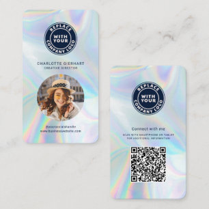 Bedrijfslogo QR-code Werknemersfoto holografisch Visitekaartje