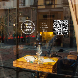 Bedrijfslogo QR-code Witte letters Horizontaal Raamsticker