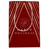 Bedrijfslogo Rood & Goud Geometrische Kerstboom Medium Cadeauzakje (Voorkant)